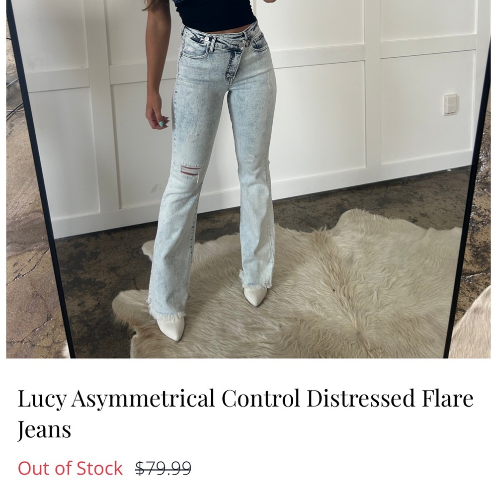Risen jeans asymmetrical stretchy jeans size 15